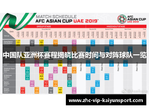中国队亚洲杯赛程揭晓比赛时间与对阵球队一览 中国队亚洲杯赛程揭晓比赛时间与对阵球队一览