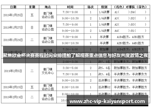 聚焦欧会杯决赛赛程时间安排提前了解观赛重点信息与好友共度激情之夜 聚焦欧会杯决赛赛程时间安排提前了解观赛重点信息与好友共度激情之夜